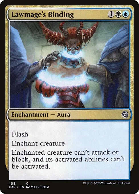 Lawmage's Binding, carta Magic di tipo Enchantment — Aura illustrata da Mark Behm