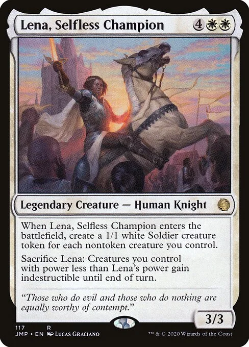 Lena, Selfless Champion, carta Magic di tipo Legendary Creature — Human Knight illustrata da Lucas Graciano
