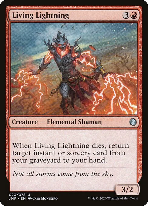 Living Lightning, carta Magic di tipo Creature — Elemental Shaman illustrata da Caio Monteiro
