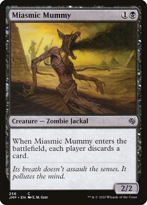 Miasmic Mummy, carta Magic di tipo Creature — Zombie Jackal illustrata da E. M. Gist