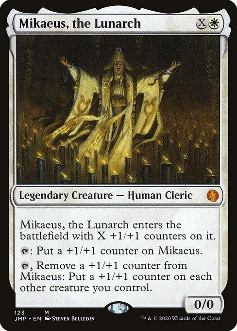 Mikaeus, the Lunarch, carta Magic di tipo Legendary Creature — Human Cleric illustrata da Steven Belledin