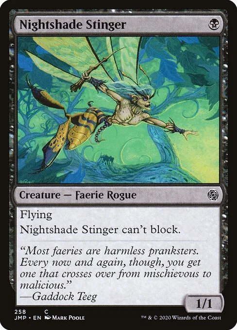 Nightshade Stinger, carta Magic di tipo Creature — Faerie Rogue illustrata da Mark Poole