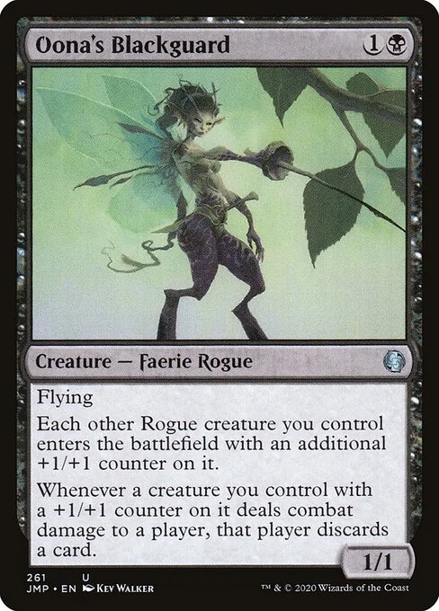 Oona's Blackguard, carta Magic di tipo Creature — Faerie Rogue illustrata da Kev Walker