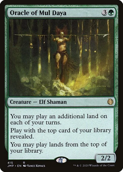 Oracle of Mul Daya, carta Magic di tipo Creature — Elf Shaman illustrata da Vance Kovacs