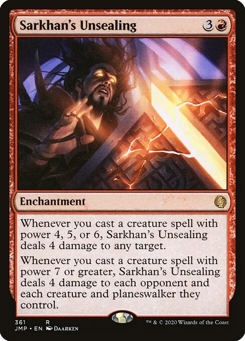 Sarkhan's Unsealing, carta Magic di tipo Enchantment illustrata da Daarken