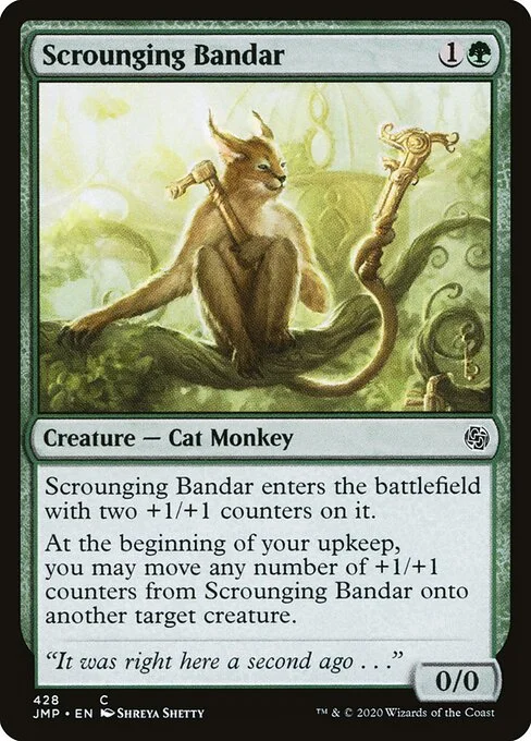 Scrounging Bandar, carta Magic di tipo Creature — Cat Monkey illustrata da Shreya Shetty