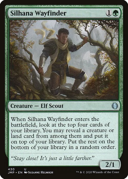 Silhana Wayfinder, carta Magic di tipo Creature — Elf Scout illustrata da Suzanne Helmigh