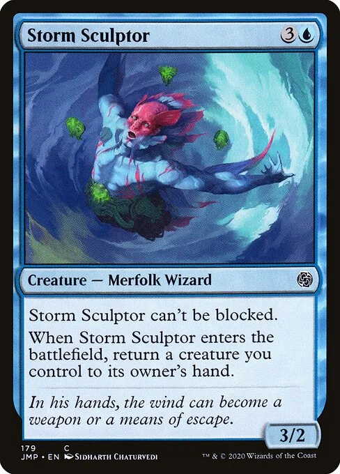 Storm Sculptor, carta Magic di tipo Creature — Merfolk Wizard illustrata da Sidharth Chaturvedi