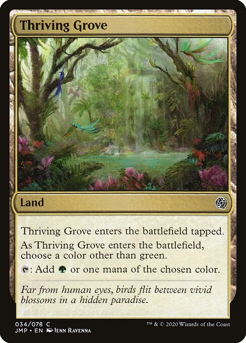 Thriving Grove, carta Magic di tipo Land illustrata da Ravenna Tran