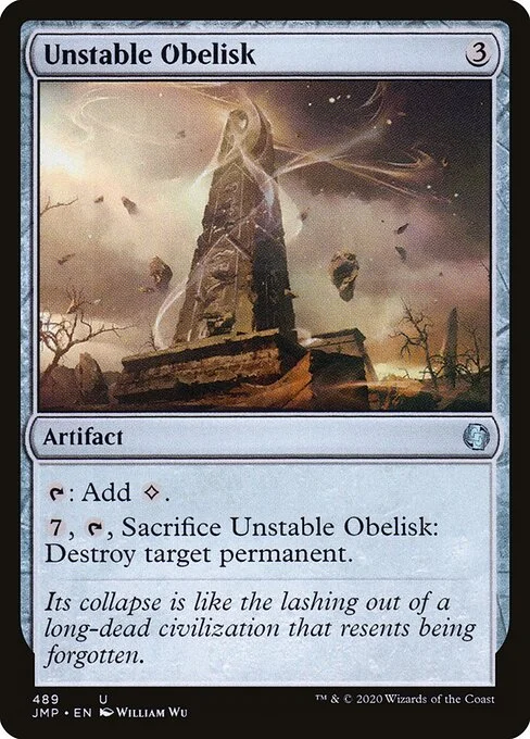 Unstable Obelisk, carta Magic di tipo Artifact illustrata da William Wu