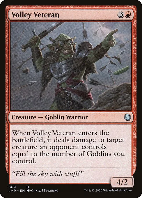 Volley Veteran, carta Magic di tipo Creature — Goblin Warrior illustrata da Craig J Spearing