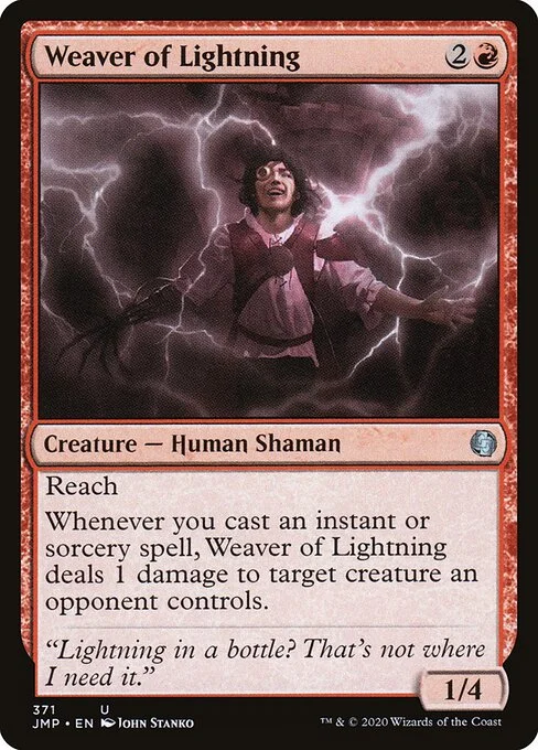 Weaver of Lightning, carta Magic di tipo Creature — Human Shaman illustrata da John Stanko