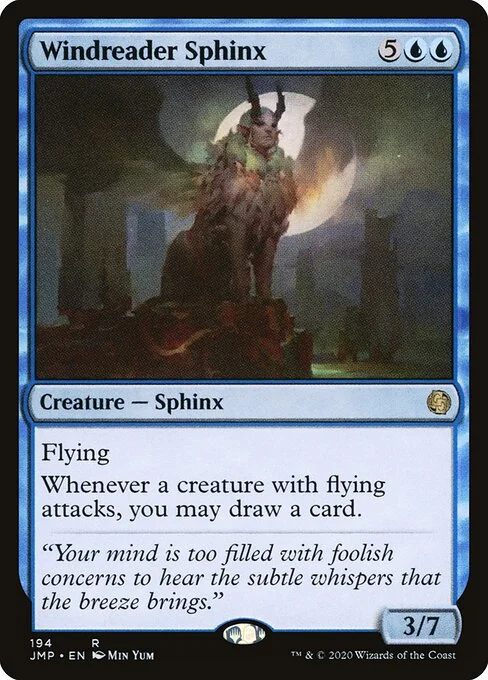 Windreader Sphinx, carta Magic di tipo Creature — Sphinx illustrata da Min Yum