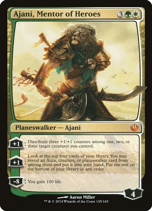 Ajani, Mentor of Heroes, carta Magic di tipo Legendary Planeswalker — Ajani illustrata da Aaron Miller