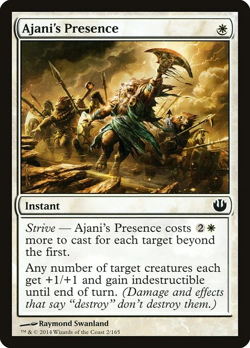Ajani's Presence, carta Magic di tipo Instant illustrata da Raymond Swanland