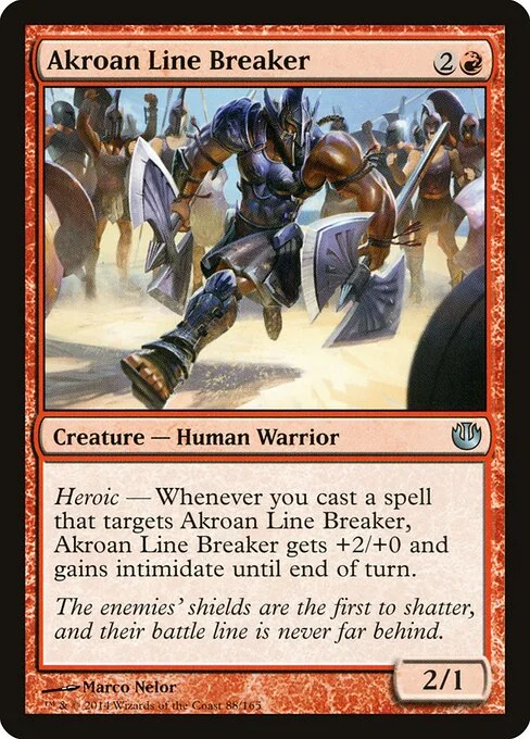 Akroan Line Breaker, carta Magic di tipo Creature — Human Warrior illustrata da Marco Nelor