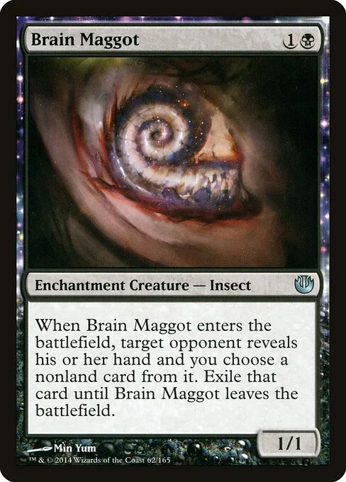 Brain Maggot, carta Magic di tipo Enchantment Creature — Insect illustrata da Min Yum