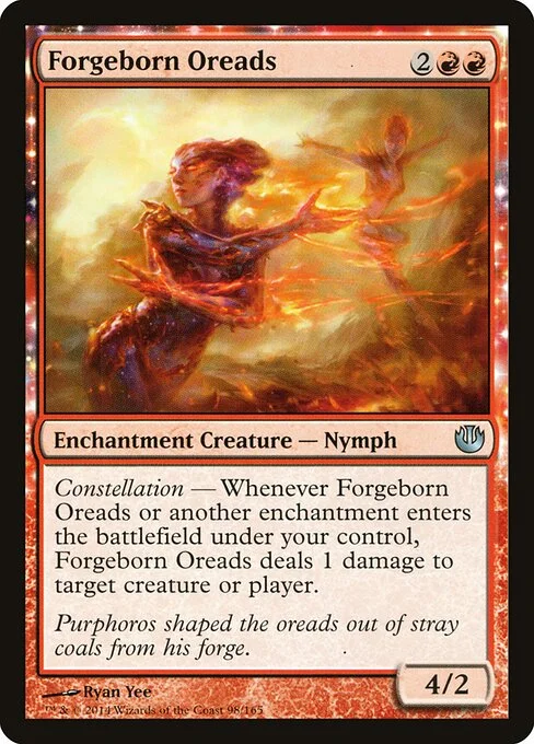 Forgeborn Oreads, carta Magic di tipo Enchantment Creature — Nymph illustrata da Ryan Yee