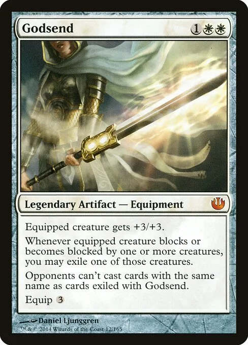 Godsend, carta Magic di tipo Legendary Artifact — Equipment illustrata da Daniel Ljunggren