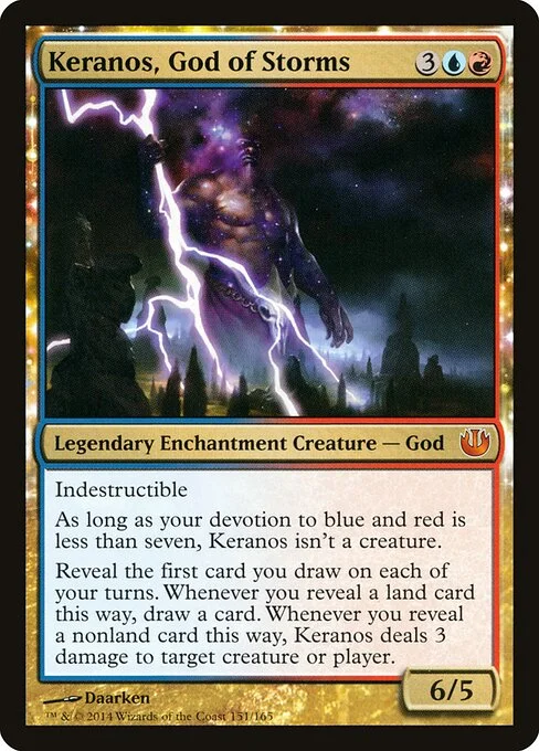 Keranos, God of Storms, carta Magic di tipo Legendary Enchantment Creature — God illustrata da Daarken