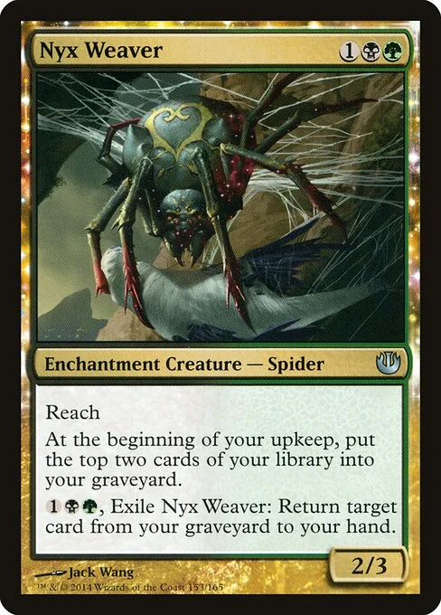 Nyx Weaver, carta Magic di tipo Enchantment Creature — Spider illustrata da Jack Wang