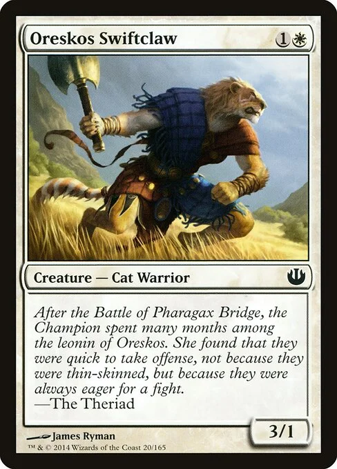 Oreskos Swiftclaw, carta Magic di tipo Creature — Cat Warrior illustrata da James Ryman