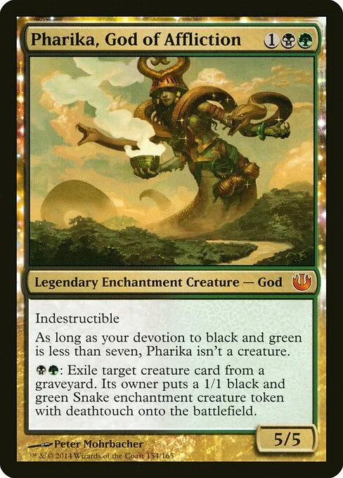 Pharika, God of Affliction, carta Magic di tipo Legendary Enchantment Creature — God illustrata da Peter Mohrbacher