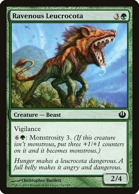 Ravenous Leucrocota, carta Magic di tipo Creature — Beast illustrata da Christopher Burdett