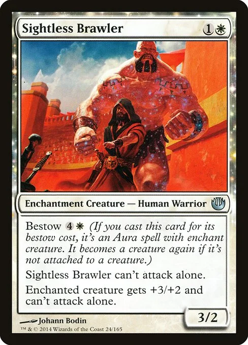 Sightless Brawler, carta Magic di tipo Enchantment Creature — Human Warrior illustrata da Johann Bodin