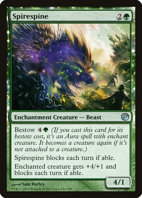 Spirespine, carta Magic di tipo Enchantment Creature — Beast illustrata da Sam Burley