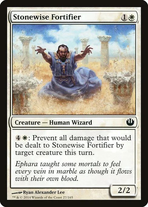 Stonewise Fortifier, carta Magic di tipo Creature — Human Wizard illustrata da Ryan Alexander Lee