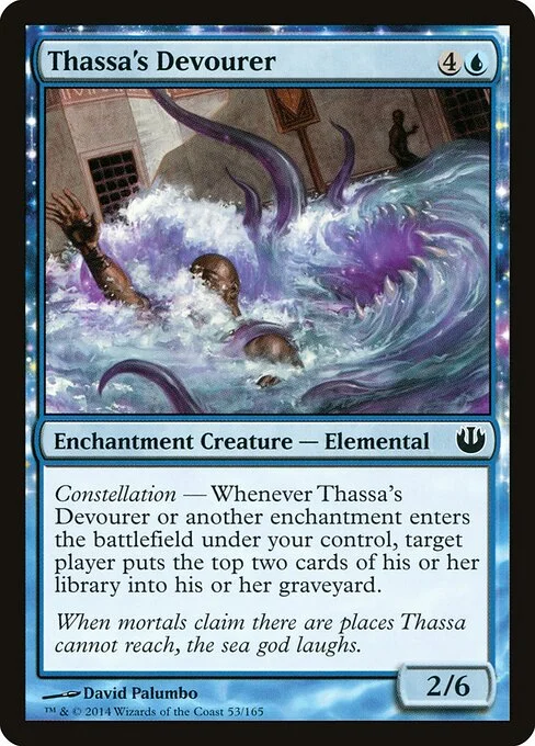 Thassa's Devourer, carta Magic di tipo Enchantment Creature — Elemental illustrata da David Palumbo