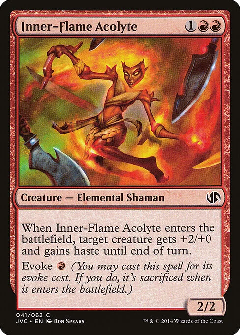 Inner-Flame Acolyte, carta Magic di tipo Creature — Elemental Shaman illustrata da Ron Spears