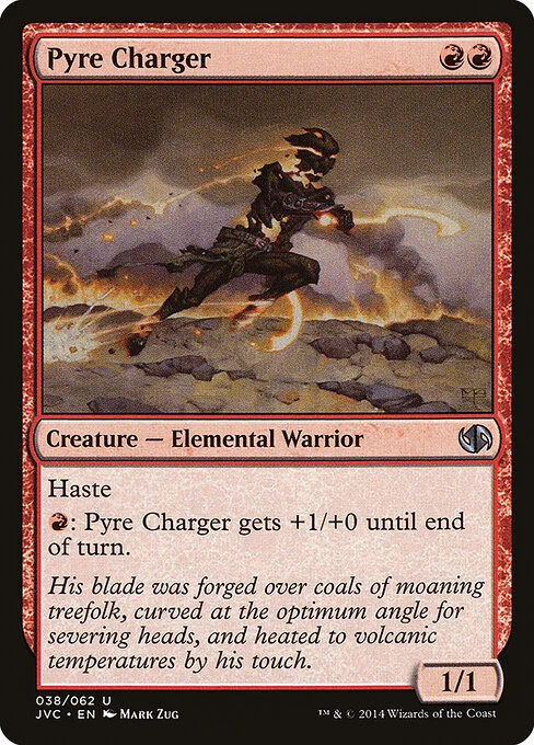 Pyre Charger, carta Magic di tipo Creature — Elemental Warrior illustrata da Mark Zug