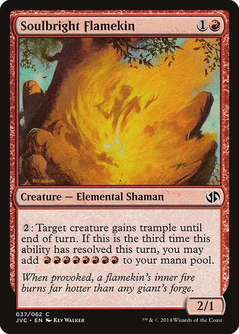 Soulbright Flamekin, carta Magic di tipo Creature — Elemental Shaman illustrata da Kev Walker