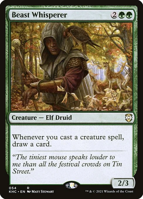 Beast Whisperer, carta Magic di tipo Creature — Elf Druid illustrata da Matt Stewart