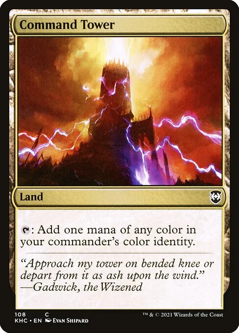 Command Tower, carta Magic di tipo Land illustrata da Evan Shipard
