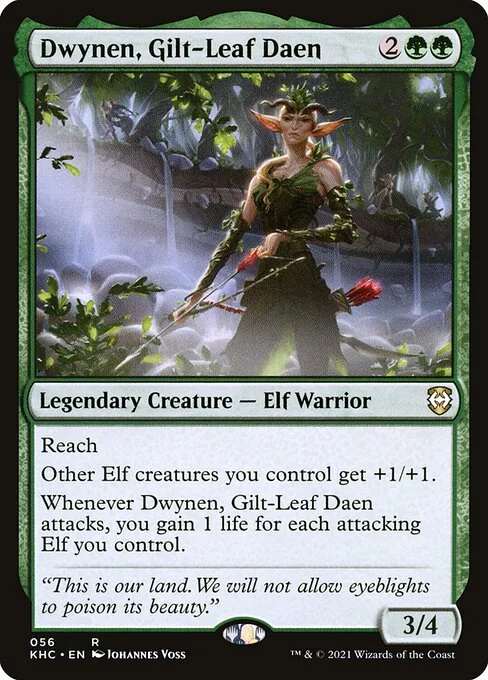 Dwynen, Gilt-Leaf Daen, carta Magic di tipo Legendary Creature — Elf Warrior illustrata da Johannes Voss