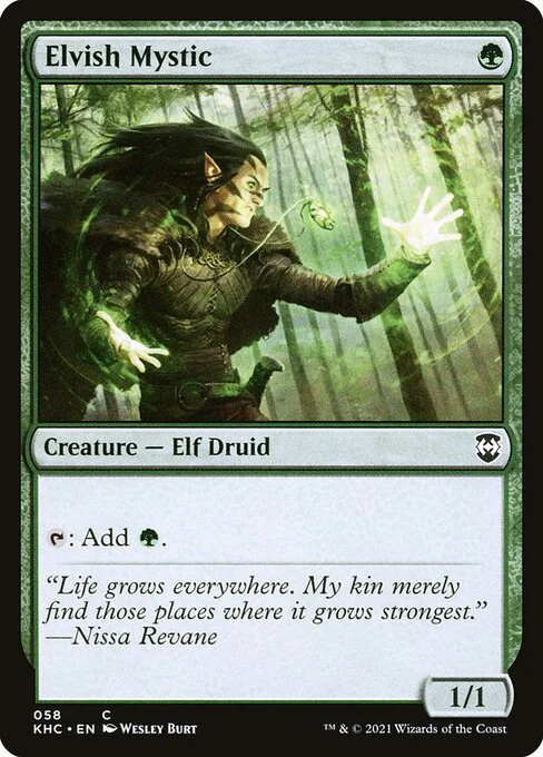 Elvish Mystic, carta Magic di tipo Creature — Elf Druid illustrata da Wesley Burt
