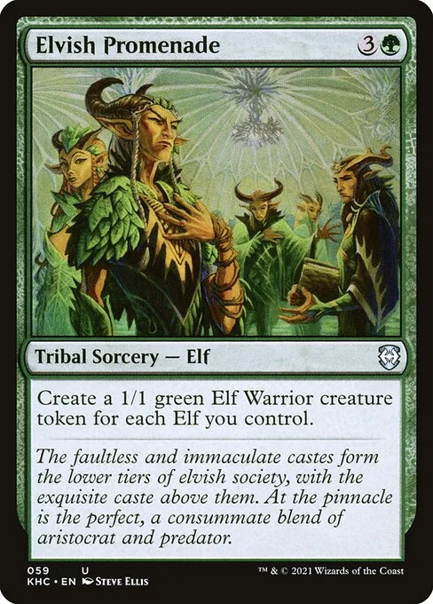 Elvish Promenade, carta Magic di tipo Kindred Sorcery — Elf illustrata da Steve Ellis