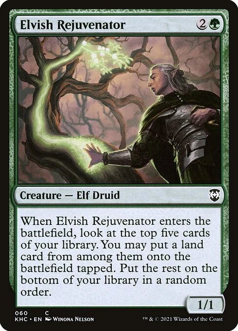 Elvish Rejuvenator, carta Magic di tipo Creature — Elf Druid illustrata da Winona Nelson