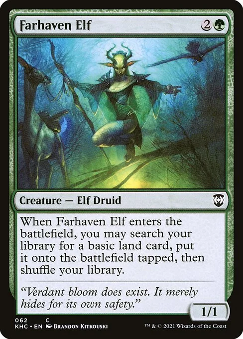 Farhaven Elf, carta Magic di tipo Creature — Elf Druid illustrata da Brandon Kitkouski