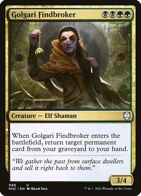 Golgari Findbroker, carta Magic di tipo Creature — Elf Shaman illustrata da Bram Sels