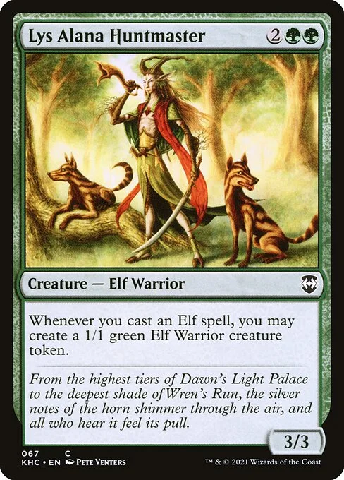 Lys Alana Huntmaster, carta Magic di tipo Creature — Elf Warrior illustrata da Pete Venters