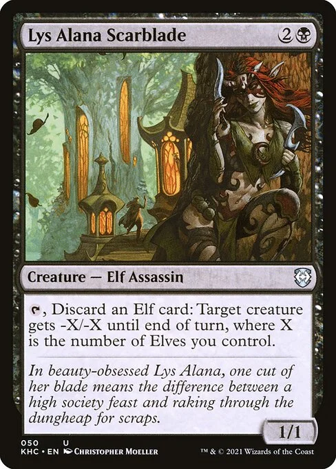 Lys Alana Scarblade, carta Magic di tipo Creature — Elf Assassin illustrata da Christopher Moeller