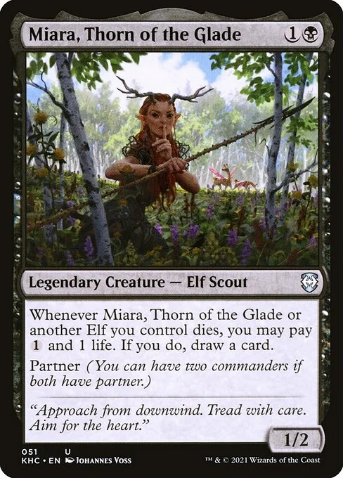 Miara, Thorn of the Glade, carta Magic di tipo Legendary Creature — Elf Scout illustrata da Johannes Voss