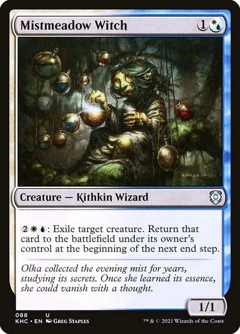Mistmeadow Witch, carta Magic di tipo Creature — Kithkin Wizard illustrata da Greg Staples