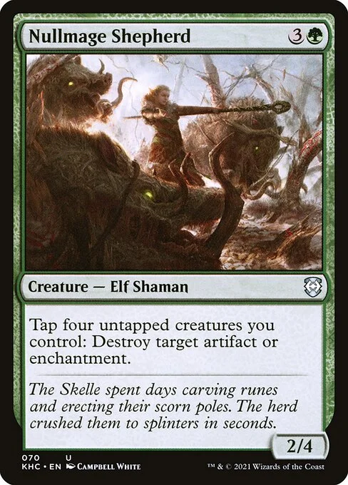 Nullmage Shepherd, carta Magic di tipo Creature — Elf Shaman illustrata da Campbell White