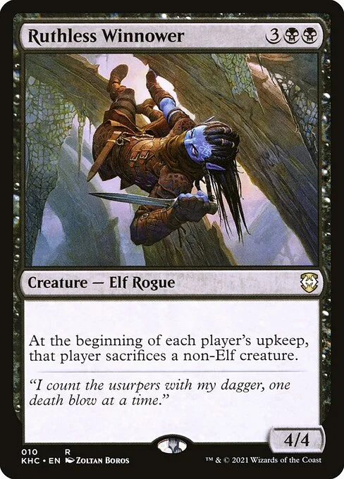 Ruthless Winnower, carta Magic di tipo Creature — Elf Rogue illustrata da Zoltan Boros