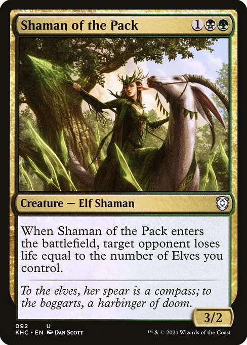 Shaman of the Pack, carta Magic di tipo Creature — Elf Shaman illustrata da Dan Murayama Scott